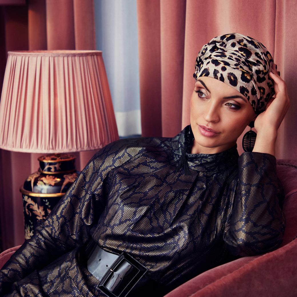 Parukapood-turban-Amber-gold-glittery