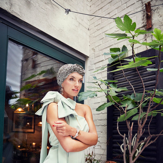 AMBER - Boho Turban Set - Printed Fern Greens