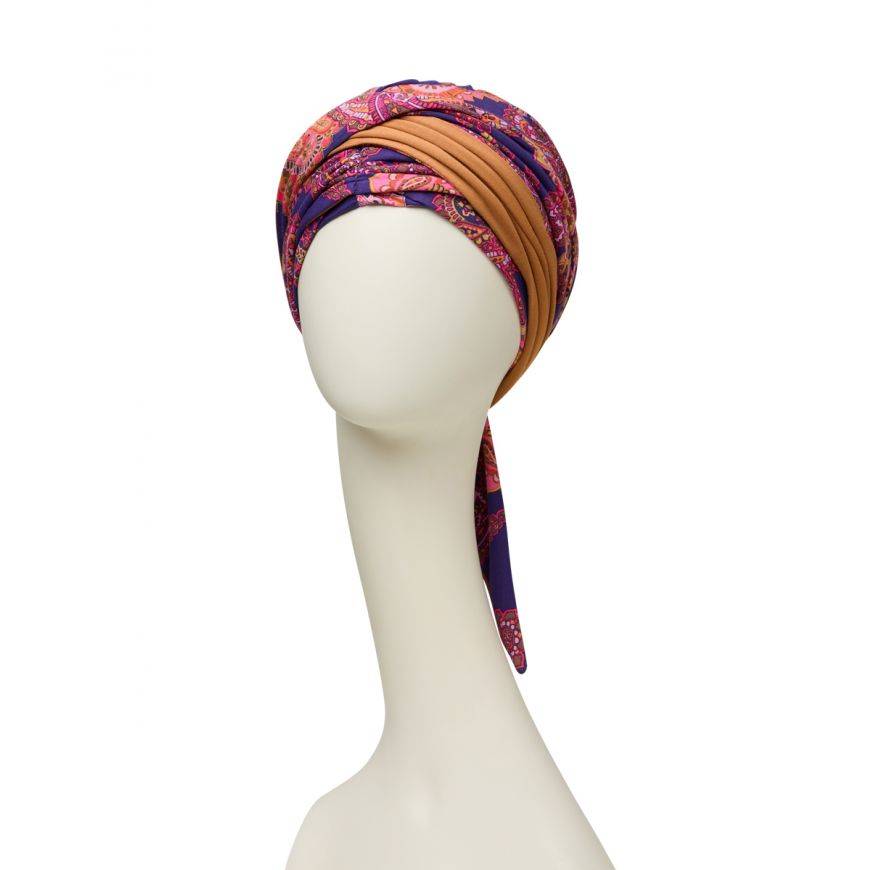 Belisa Turban with Ribbons I Paisley Swirls