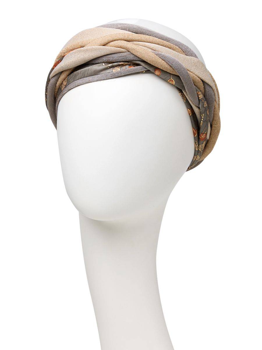 Scarlett Turban Taupe &amp; Golden Mix